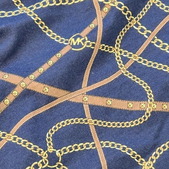 MICHAEL Michael Kors NWT Flounce Halter Neck Blouse XS Blue Equestrian Chain - Picture 7 of 7